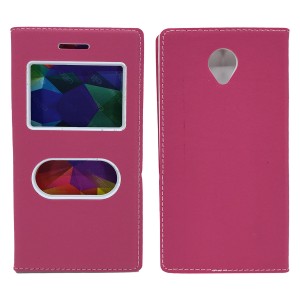 Nettech Vodafone Smart 7 Style Uyumlu Pencereli Kapaklı Kılıf (Pembe) VR-4957