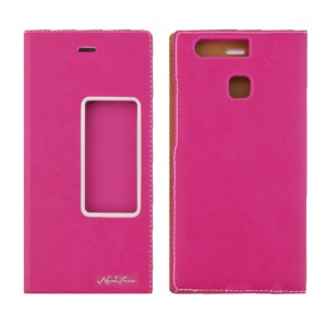 Nettech Huawei P9 Uyumlu Pencereli Kapaklı Kılıf (Pembe) VR-1002