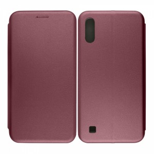 Nettech Samsung Galaxy M10 Uyumlu Lüx Seri Kapaklı Kılıf (Mürdüm) VR-18110