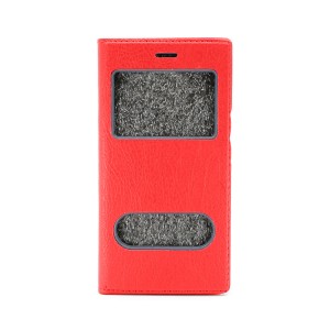 Nettech Samsung Galaxy Core 2 Uyumlu Pencereli Kapaklı Kılıf (Kırmızı) VR-6648