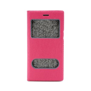 Nettech Samsung Galaxy G600 On7 Uyumlu Pencereli Kapaklı Kılıf (Pembe) VR-6567