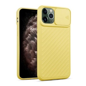 Nettech Apple iPhone 12 Pro Uyumlu Kızaklı Kamera Korumalı Arka Koruma Kılıf (Sarı) NT-82153