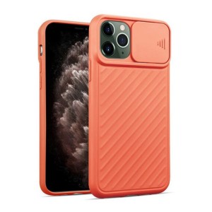 Nettech Apple iPhone 11 Pro Max Uyumlu Kızaklı Kamera Korumalı Arka Koruma Kılıf (Turuncu) NT-82144