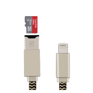 Nettech IDragon Otg Micro Sd Okuyucu İp Örgü 20 Cm Lightning Şarj ve Data Kablosu (Siyah) NT-16853