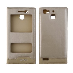 Nettech Huawei Gr3 Uyumlu Pencereli Kapaklı Kılıf (Gold) VR-1068