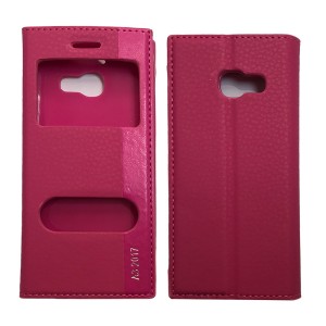Nettech Samsung Galaxy A320 A3 2017 Uyumlu Pencereli Kapaklı Kılıf (Pembe) VR-1853
