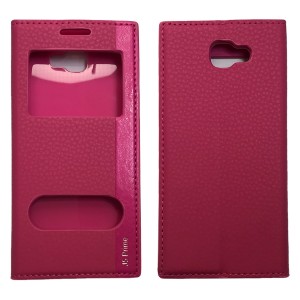 Nettech Samsung Galaxy G570 J5 Prime Uyumlu Pencereli Kapaklı Kılıf (Pembe) VR-1125