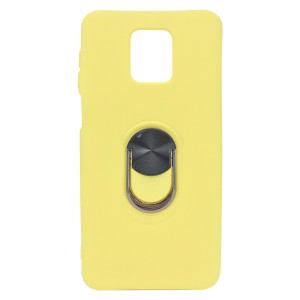 Nettech Xiaomi Redmi Note 9s Uyumlu Leather Ring Nano Arka Koruma Kılıf (Sarı) NT-83105