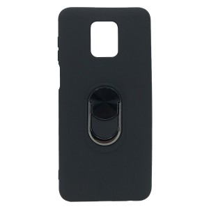 Nettech Xiaomi Redmi Note 9s Uyumlu Leather Ring Nano Arka Koruma Kılıf (Siyah) NT-83098