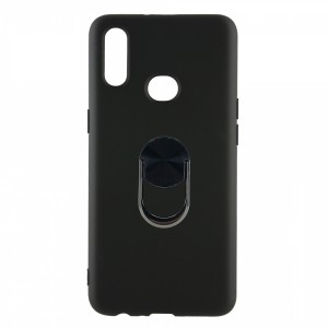 Nettech Samsung Galaxy A10S Uyumlu Leather Ring Nano Arka Koruma Kılıf (Siyah) NT-82904