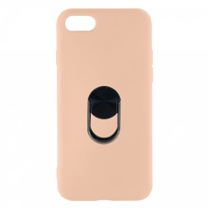 Nettech Apple iPhone 7 Uyumlu Leather Ring Nano Arka Koruma Kılıf (Pembe) NT-82463