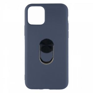 Nettech Apple iPhone 11 Pro Uyumlu Leather Ring Nano Arka Koruma Kılıf (Lacivert) NT-82891
