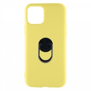 Nettech Apple iPhone 11 Uyumlu Leather Ring Nano Arka Koruma Kılıf (Sarı) NT-82879