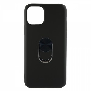 Nettech Apple iPhone 11 Pro Max Uyumlu Leather Ring Nano Arka Koruma Kılıf (Siyah) NT-82851