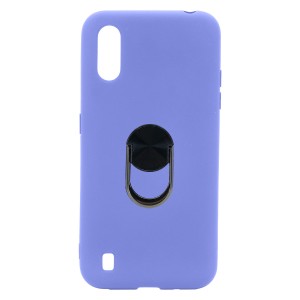 Nettech Samsung Galaxy A01 Uyumlu Leather Ring Nano Arka Koruma Kılıf (Mor) NT-83026