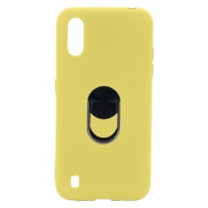 Nettech Samsung Galaxy A01 Uyumlu Leather Ring Nano Arka Koruma Kılıf (Sarı) NT-83030