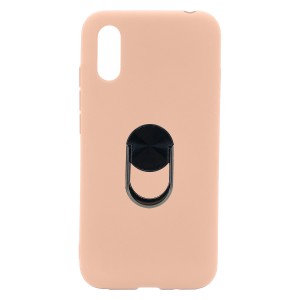 Nettech Huawei Y7 2019 Uyumlu Leather Ring Nano Arka Koruma Kılıf (Pembe) NT-82963