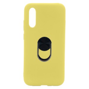 Nettech Samsung Galaxy A70 Uyumlu Leather Ring Nano Arka Koruma Kılıf (Sarı) NT-82988