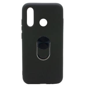 Nettech Huawei Y6P Uyumlu Leather Ring Nano Arka Koruma Kılıf (Siyah) NT-83068