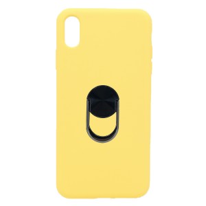Nettech Apple iPhone X Uyumlu Leather Ring Nano Arka Koruma Kılıf (Sarı) NT-82871