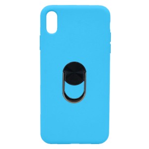 Nettech Apple iPhone X Uyumlu Leather Ring Nano Arka Koruma Kılıf (Mavi) NT-82869