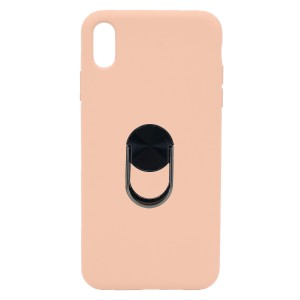 Nettech Apple iPhone X Uyumlu Leather Ring Nano Arka Koruma Kılıf (Pembe) NT-82870