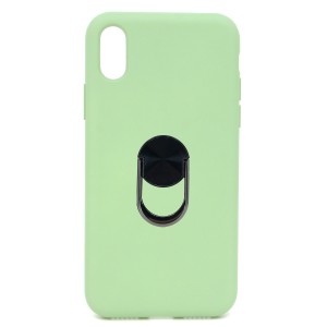 Nettech Apple iPhone X Uyumlu Leather Ring Nano Arka Koruma Kılıf (Yeşil) NT-82867