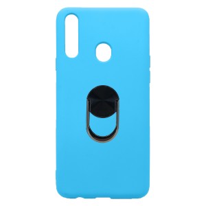 Nettech Samsung Galaxy A20S Uyumlu Leather Ring Nano Arka Koruma Kılıf (Mavi) NT-83036