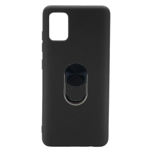 Nettech Samsung Galaxy A71 Uyumlu Leather Ring Nano Arka Koruma Kılıf (Siyah) NT-82930