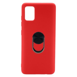 Nettech Samsung Galaxy A71 Uyumlu Leather Ring Nano Arka Koruma Kılıf (Kırmızı) NT-82931