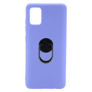 Nettech Samsung Galaxy A71 Uyumlu Leather Ring Nano Arka Koruma Kılıf (Mor) NT-82937