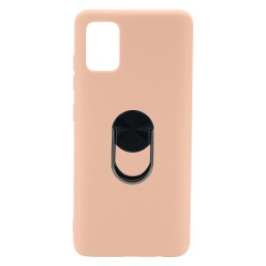 Nettech Samsung Galaxy A71 Uyumlu Leather Ring Nano Arka Koruma Kılıf (Pembe) NT-82938