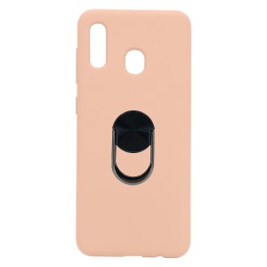 Nettech Samsung Galaxy A30 Uyumlu Leather Ring Nano Arka Koruma Kılıf (Pembe) NT-82863