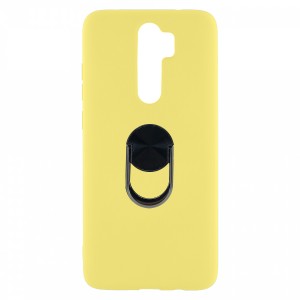 Nettech Xiaomi Redmi Note 8 Pro Uyumlu Leather Ring Nano Arka Koruma Kılıf (Sarı) NT-83224