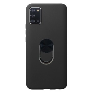 Nettech Samsung Galaxy A31 Uyumlu Leather Ring Nano Arka Koruma Kılıf (Siyah) NT-83076
