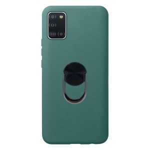 Nettech Samsung Galaxy A31 Uyumlu Leather Ring Nano Arka Koruma Kılıf (Yeşil) NT-83079