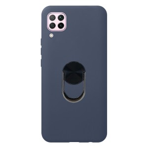 Nettech Huawei P40 Lite Uyumlu Leather Ring Nano Arka Koruma Kılıf (Lacivert) NT-83088