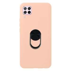 Nettech Huawei P40 Lite Uyumlu Leather Ring Nano Arka Koruma Kılıf (Pembe) NT-83090