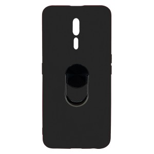 Nettech Oppo Reno Z Uyumlu Leather Ring Nano Arka Koruma Kılıf (Siyah) NT-82964