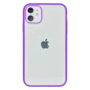 Nettech Apple iPhone 11 Uyumlu Çerçeve Glass Seri Arka Koruma Kılıf (Mor) NT-83298