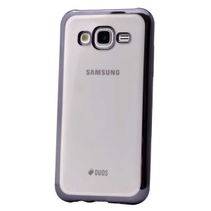 Nettech Samsung Galaxy J500 J5 Uyumlu Çerçeve Görünümlü Arka Koruma Kılıf (Siyah) VR-8241