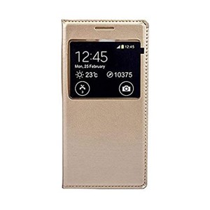 Nettech Samsung Galaxy A300 A3 2015 Uyumlu Pencereli Arka Koruma Kılıf (Gold) VR-9014