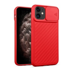 Nettech Apple iPhone 12 Mini Uyumlu Kızaklı Kamera Korumalı Arka Koruma Kılıf (Kırmızı) NT-83803