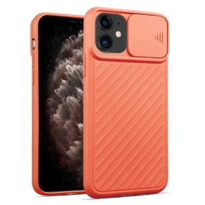 Nettech Apple iPhone 12 Mini Uyumlu Kızaklı Kamera Korumalı Arka Koruma Kılıf (Turuncu) NT-83804