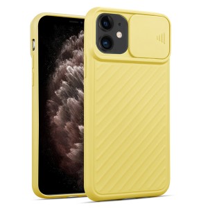 Nettech Apple iPhone 12 Mini Uyumlu Kızaklı Kamera Korumalı Arka Koruma Kılıf (Sarı) NT-83807