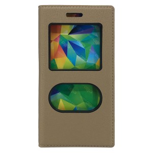 Nettech Vodafone Smart Pro 7 Uyumlu Pencereli Kapaklı Kılıf (Gold) VR-6644