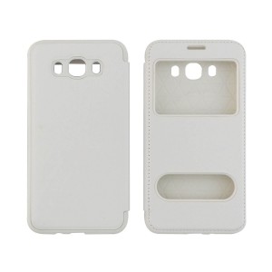 Nettech Samsung Galaxy J510 J5 2016 Uyumlu Pencereli Kapaklı Kılıf (Beyaz) VR-1290