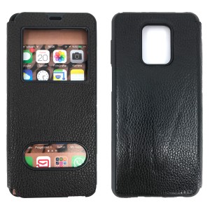 Nettech Xiaomi Redmi Note 9s Uyumlu Pencereli Kapaklı Kılıf (Siyah) NT-84471