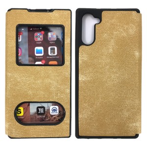 Nettech Samsung Galaxy Note 10 Uyumlu Pencereli Kapaklı Kılıf (Gold) NT-84504