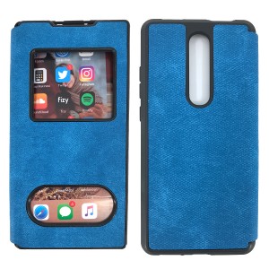 Nettech Xiaomi Mi 9T Uyumlu Pencereli Kapaklı Kılıf (Mavi) NT-84494